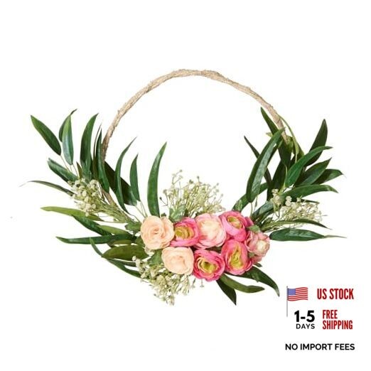 16 inch Artificial Eucalyptus and Buttercups Spring Wreath, Realistic Floral