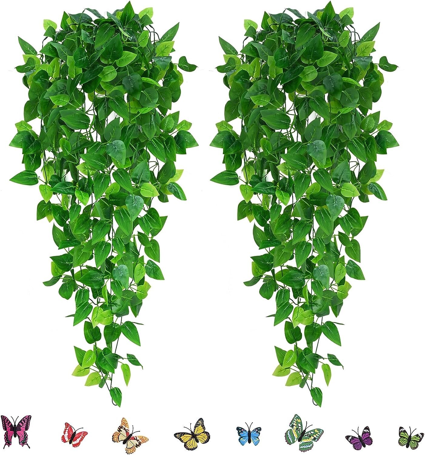 2 plantas colgantes artificiales de hiedra falsa para decoración de pared hogar