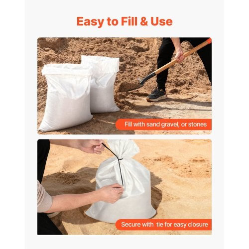 Empty Sandbags, 300 Packs 16 x 26 in, Heavy Duty Sand Bags Sacks with Ties, 50lb