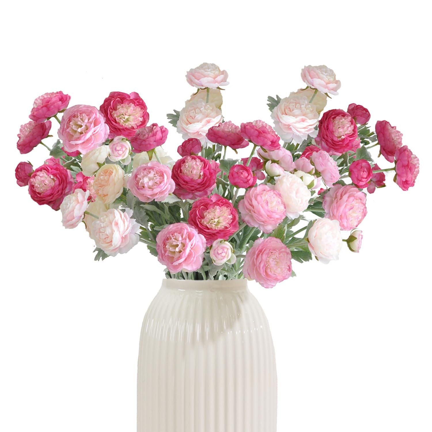 Artificial Flowers Silk Peony 20Pcs 60Heads Pink Red Faux Floral Arrangements