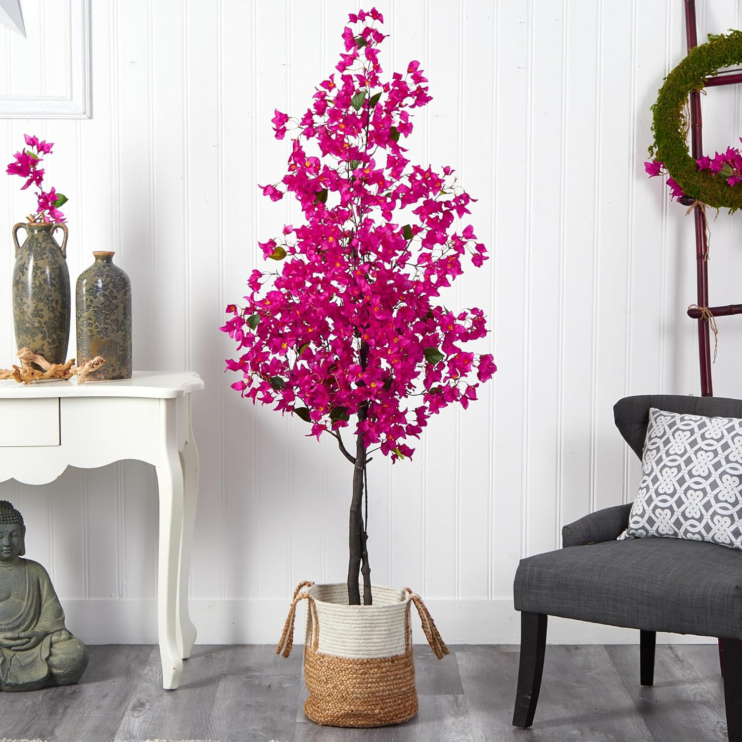 6Ft Pink Bougainvillea Tree in Handmade Jute & Cotton Basket –