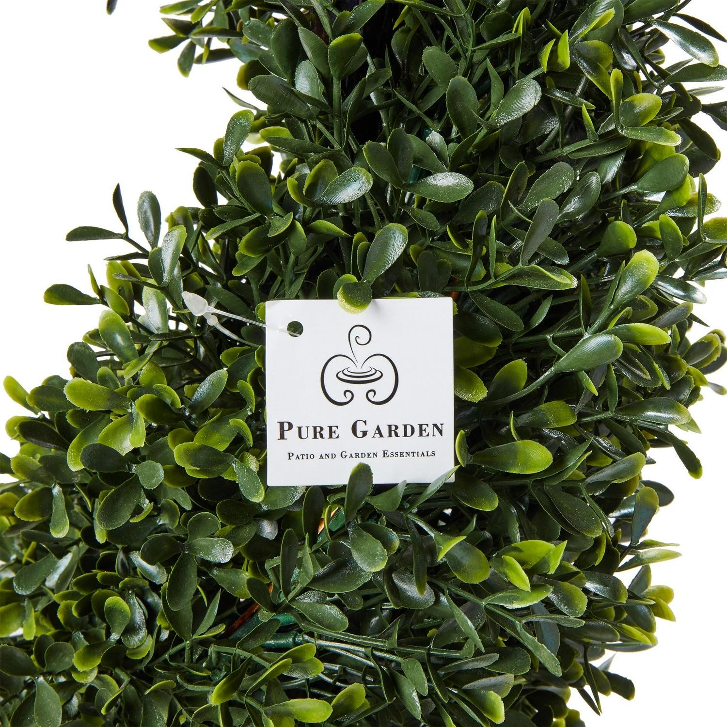 Spiral Topiary Arrangement And Weighted Pot – Faux Boxwood
