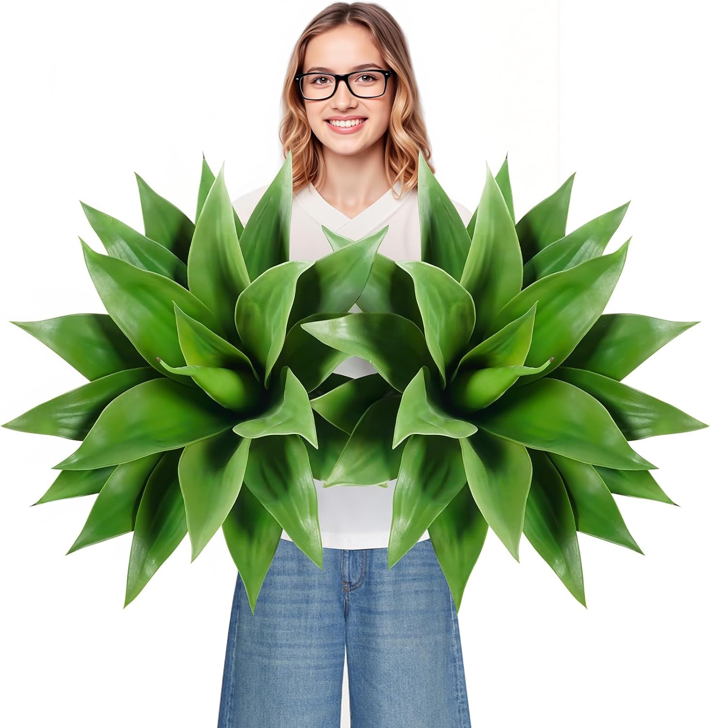28 Inch Artificial Agave Plants Outdoor Set, Large Fake Plants Indoor for Home D