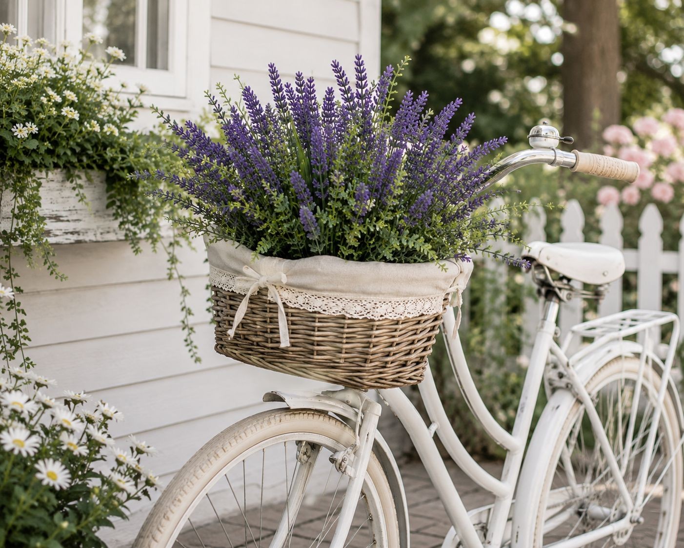 UV Resistant Faux Lavender Bunches Set of 2 Artificial Lavender Flowers Farmhous