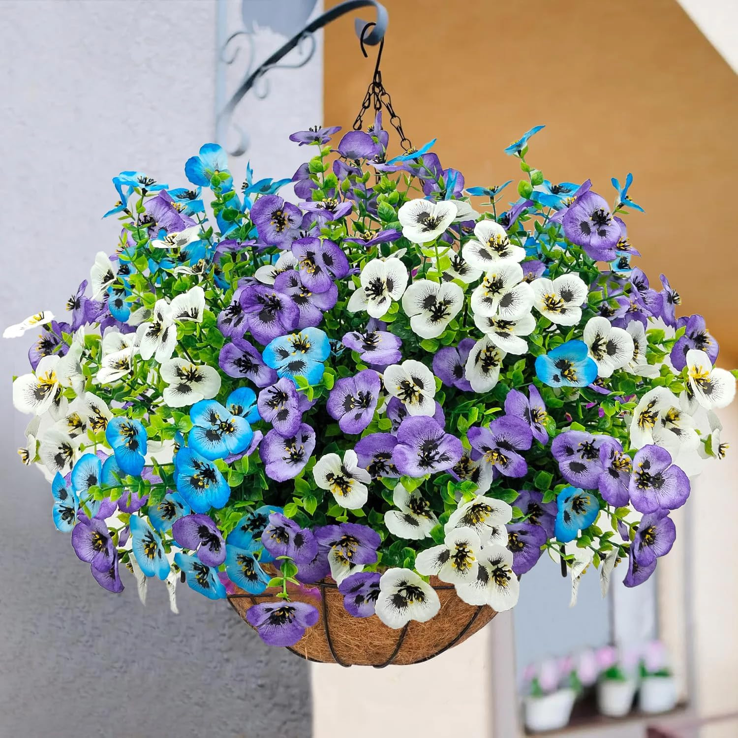 16 Bundles Artificial Fake Pansies Flowers for Outdoors Silk Colorful Pansy UV R