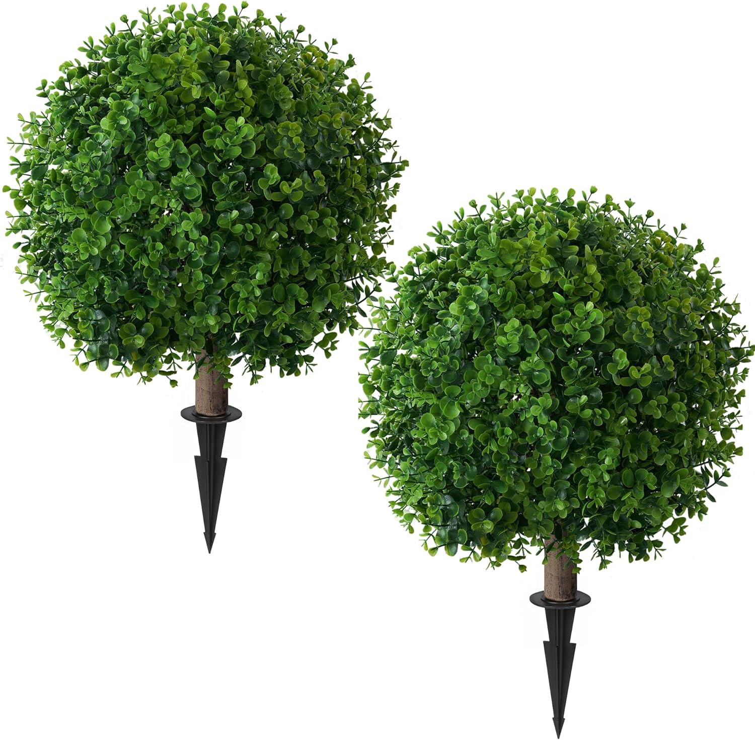 Set of 2 UV Resistant Artificial Eucalyptus Topiary Balls for Outdoor Decor