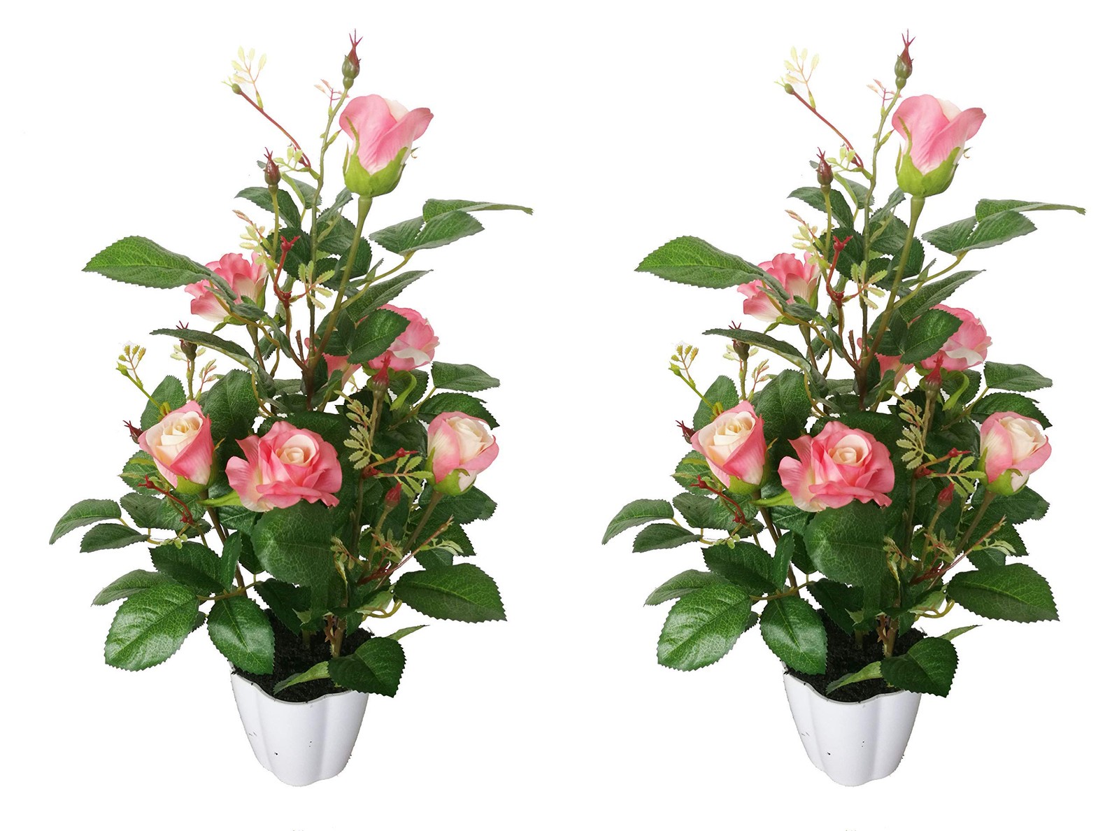 Lifelike 2ft Artificial Rose Trees – 7 Blooms with Pot, Real Touch Tech