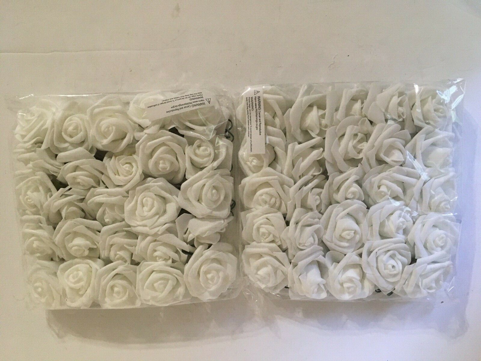 Artificial Roses with Stems Fake Flowers 50 Pc Set by Pure Garden, WHITE