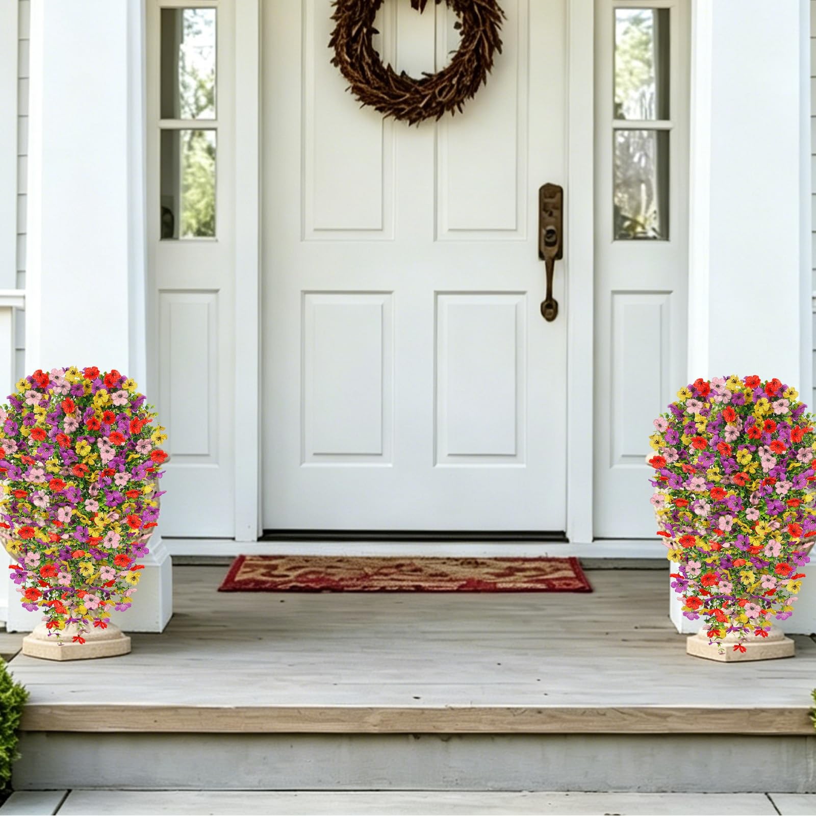 6 Bundles UV Resistant Artificial Flowers for Outdoors, Mix Color