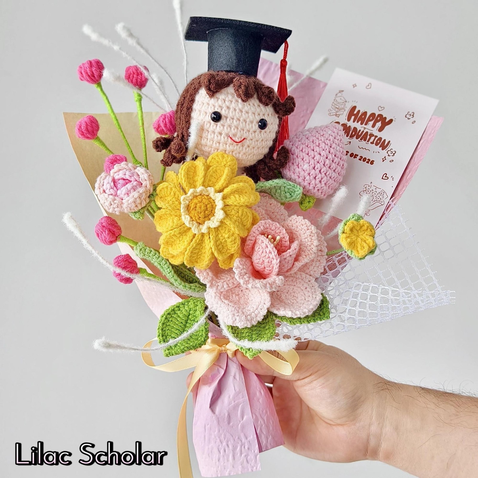 Crochet Graduation Doll Bouquet Handmade Class of 2026 Graduate Home Decor Gift