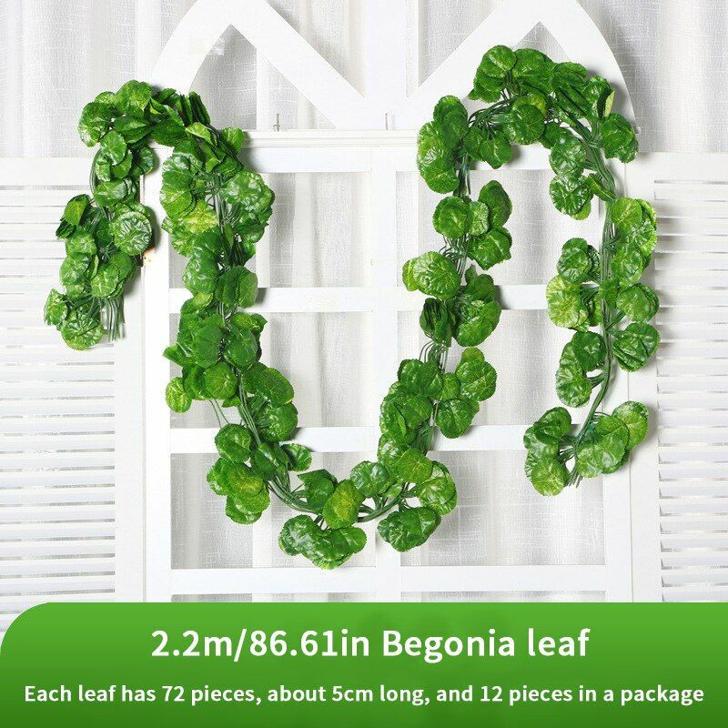 12pcs Artificial Plant Green Leaf Garden Wall Hanging Leaves Outdoor Decoration