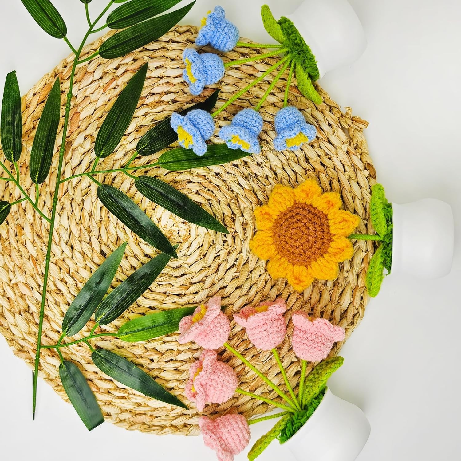 Crochet Flowers Gift Crochet Sunflower Emotional Support Plush Plant Cute Desk D