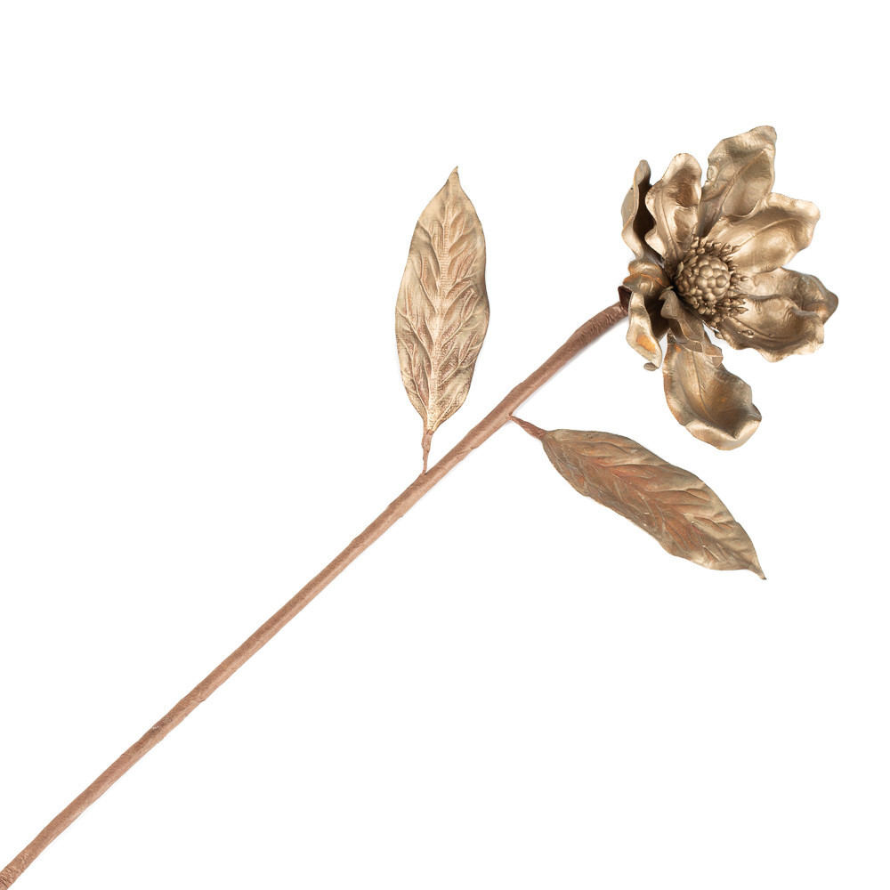Set of 4 Antique Gold Artificial Magnolia 26″ Stems with 4-1/2″ Blooms
