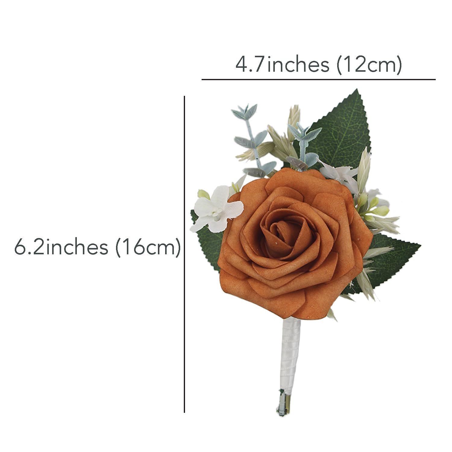 6Pcs Burnt Orange Boutonniere for Men Fall Wedding Groom Rusitc Terracotta Gr…