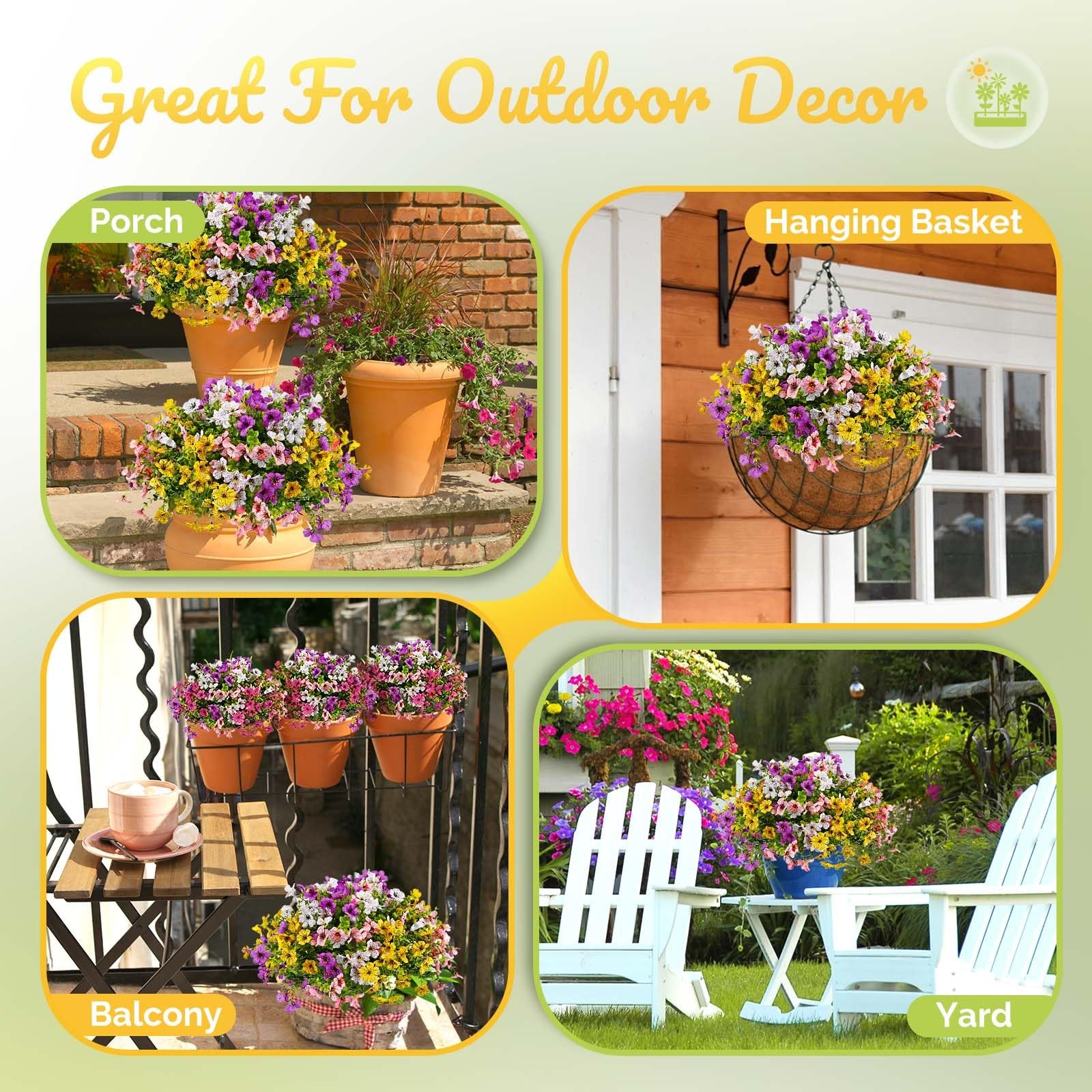 12 Bundles Outdoor Artificial Flowers for Home Decoration,Mixed Realistic Pla…