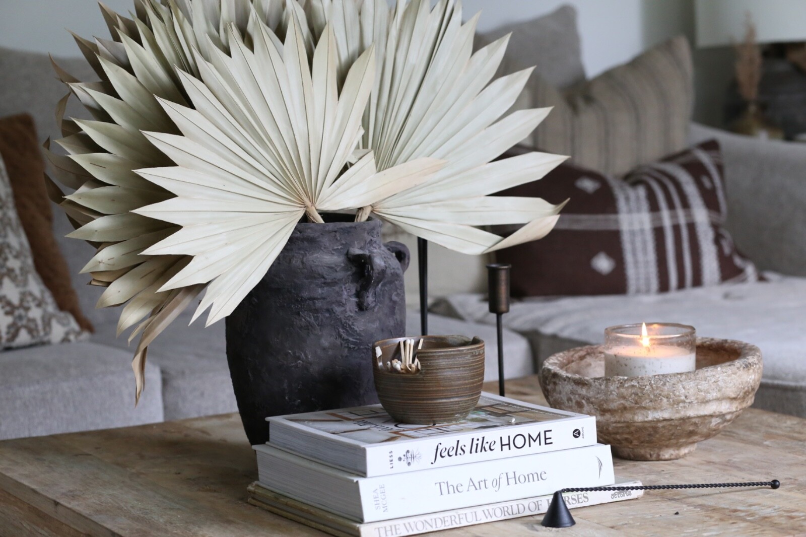 S/6 Palm Frond Spear Botanical Dried Stems