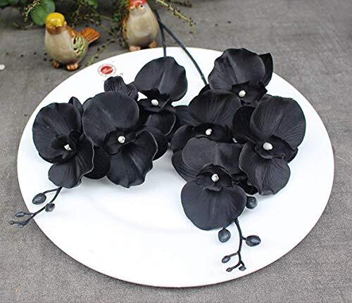 Artificial Orchid Stems Set of 3,18” Black Dancing Orchid,UV Resistant No Fade