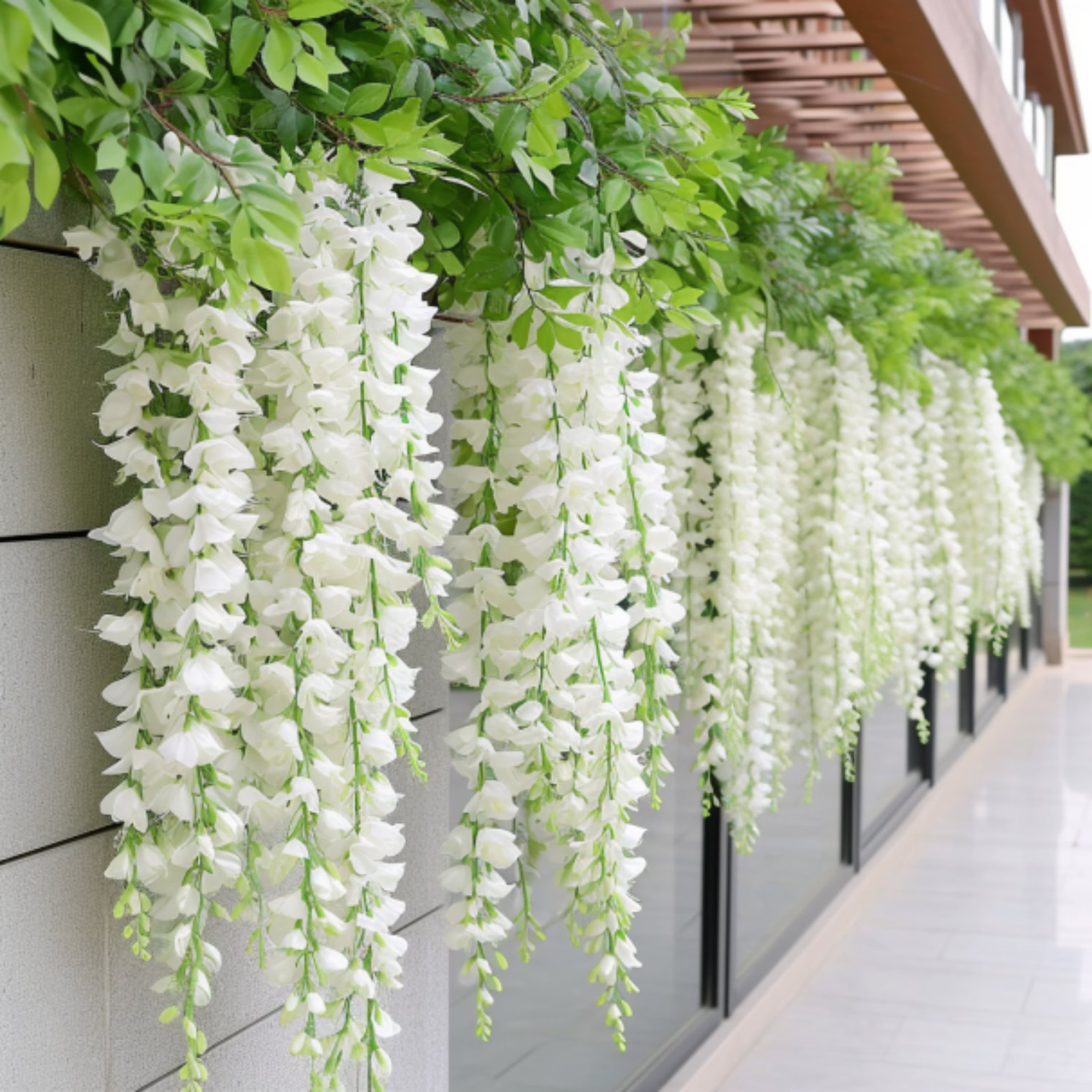 24PCS 72 Branches Wisteria Hanging Flowers Wedding Decor Garland Silk Flowers