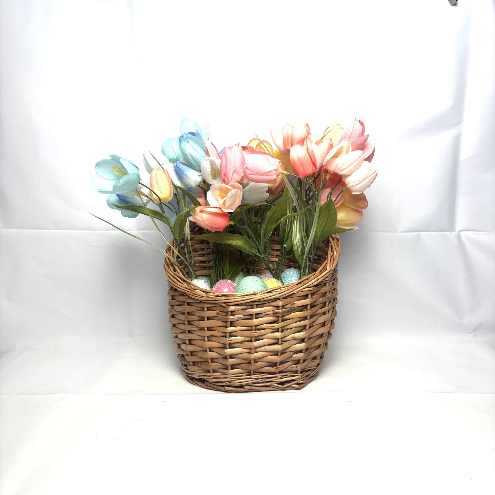 Easter Basket of Eggs and Flowers, Holiday Decor, Handmade