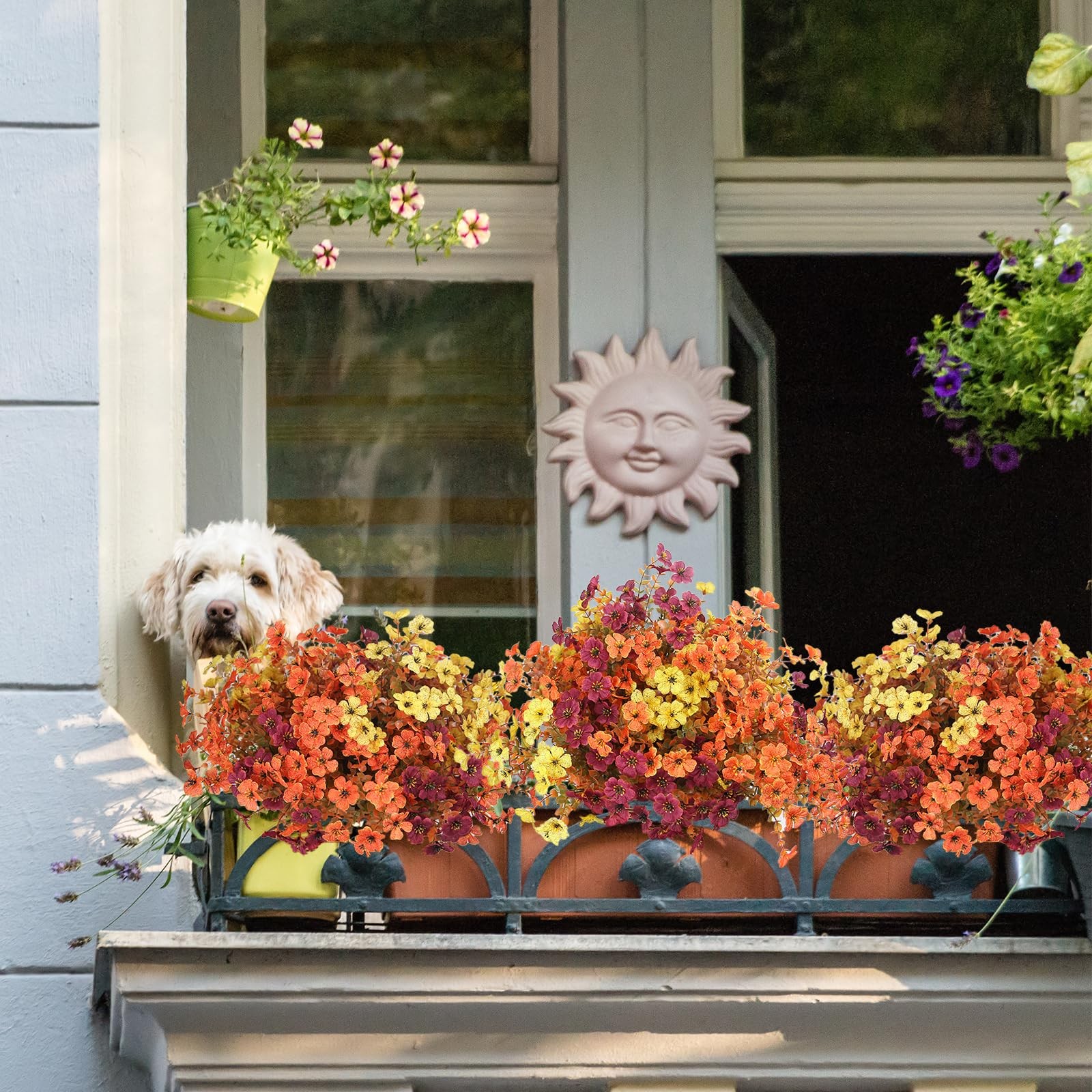 Lotus Hills Artificial Mums for Outdoors, 12 Bundles Fall Faux Flowers for Ou…