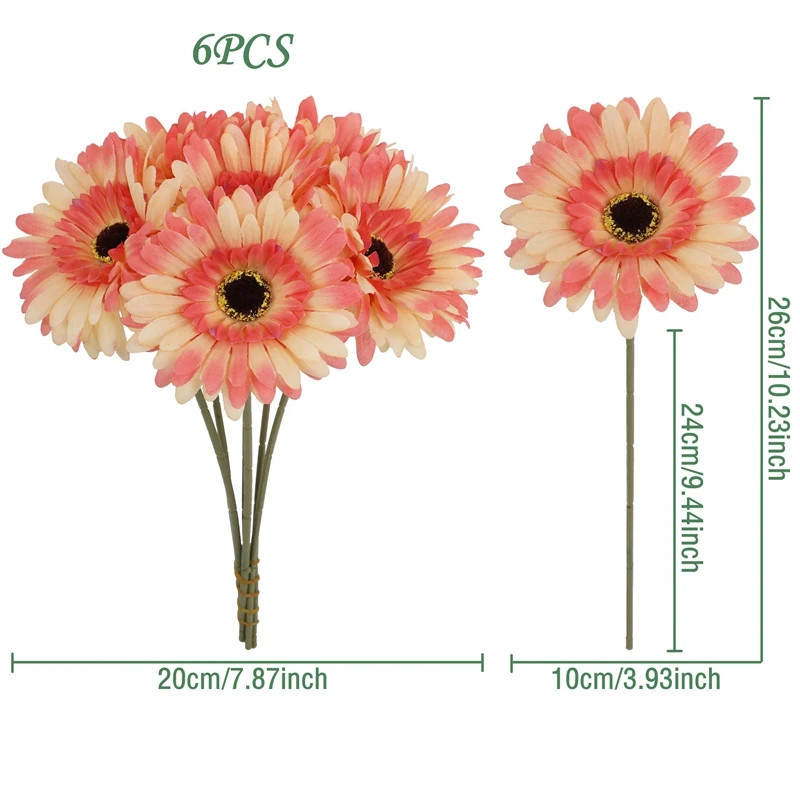 5/10Pcs 26Cm Artificial Silk Gerbera Flowers Bouquet Wedding Home Table Decorati