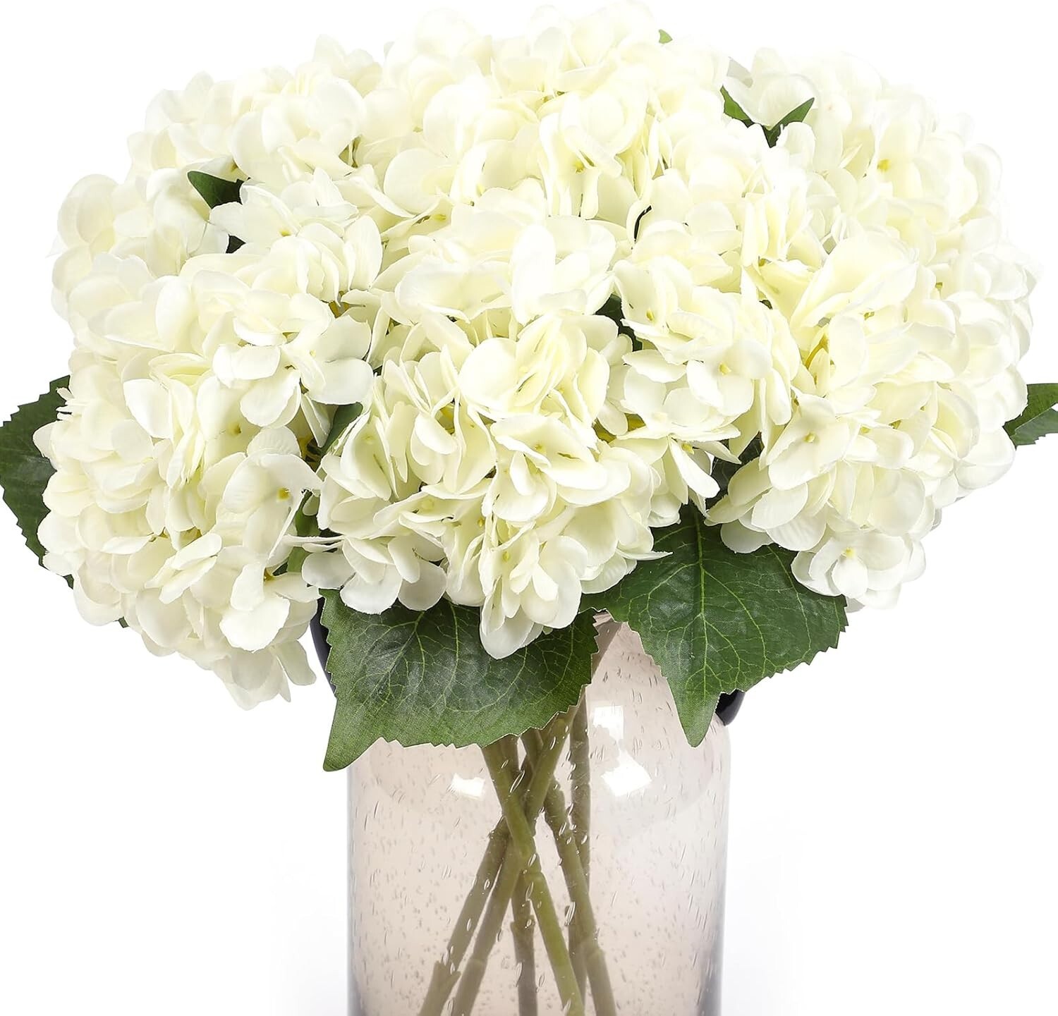 Charming Silk Hydrangea Bouquets – Set of 6 Off-White Flowers for All Occasions