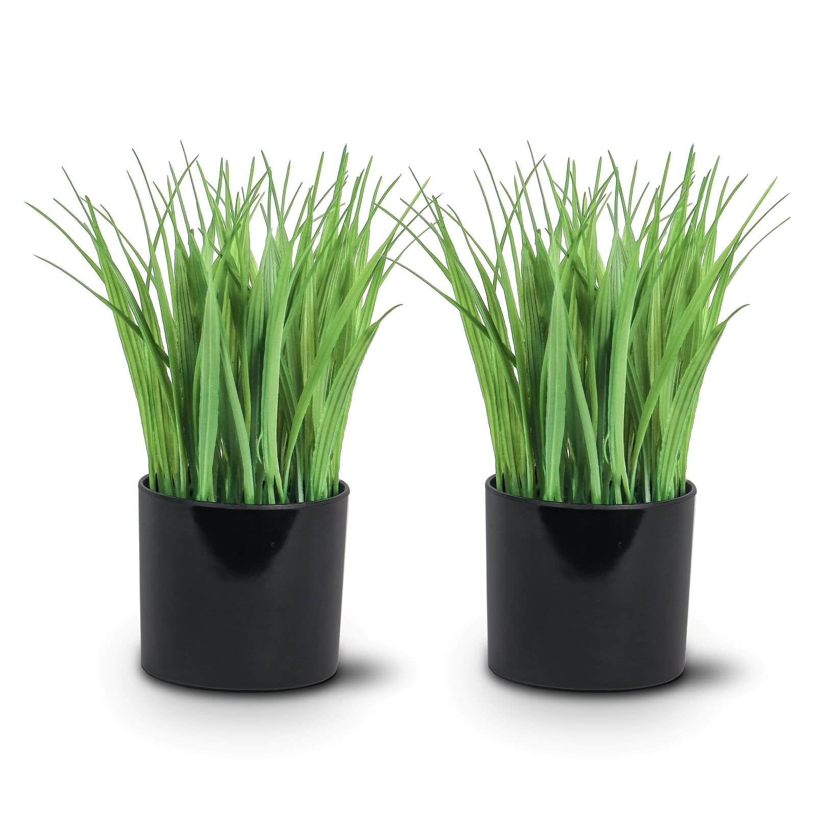 2 Pack Fake Plants Indoors Potted Wheat Grass Faxu Plants for Desk Table Shel…