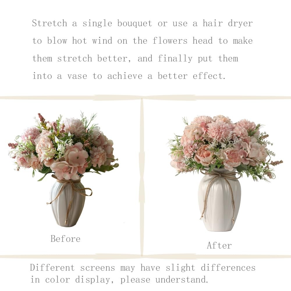 Peonies Artificial Flowers in Vase, Fake Hydrangea Silk Peony Flower Bouquet …