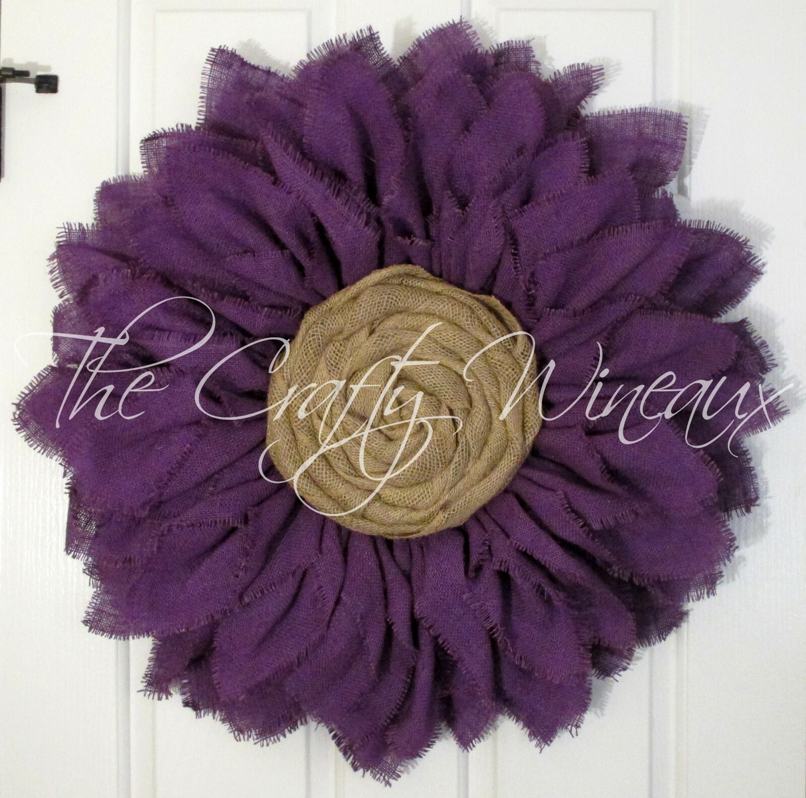 The Crafty Wineaux – Extra Thick 25″ Purple Burlap Sunflower Wreath