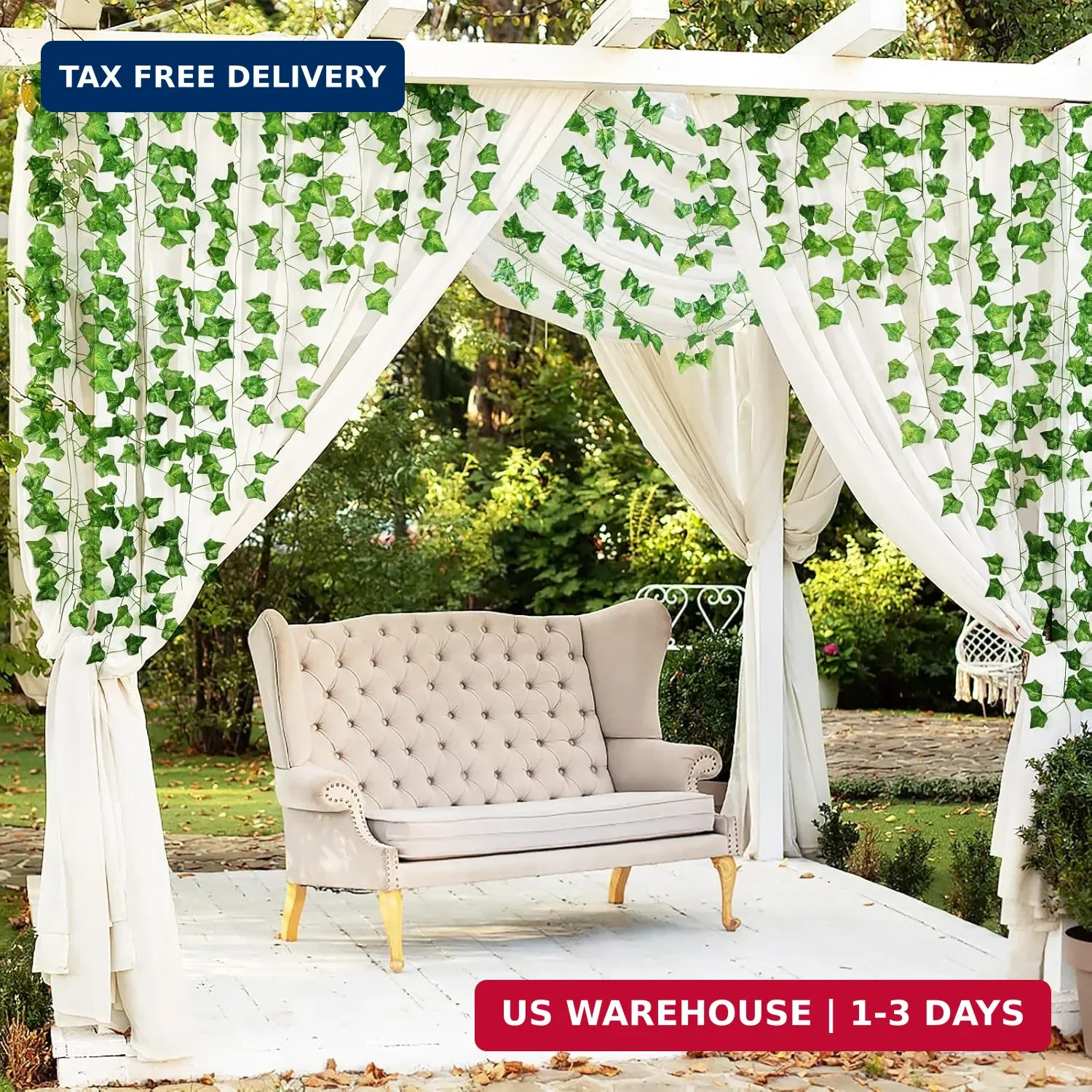 12 Pack 86 FT Artificial Ivy Garland, Fake Ivy Leaf Plants Vine Greenery Garland