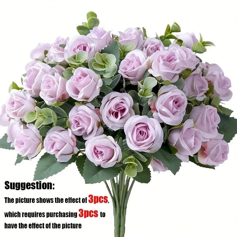 10 Heads Artificial Flower Silk Rose White Eucalyptus Leaves Peony Bouquet Fake