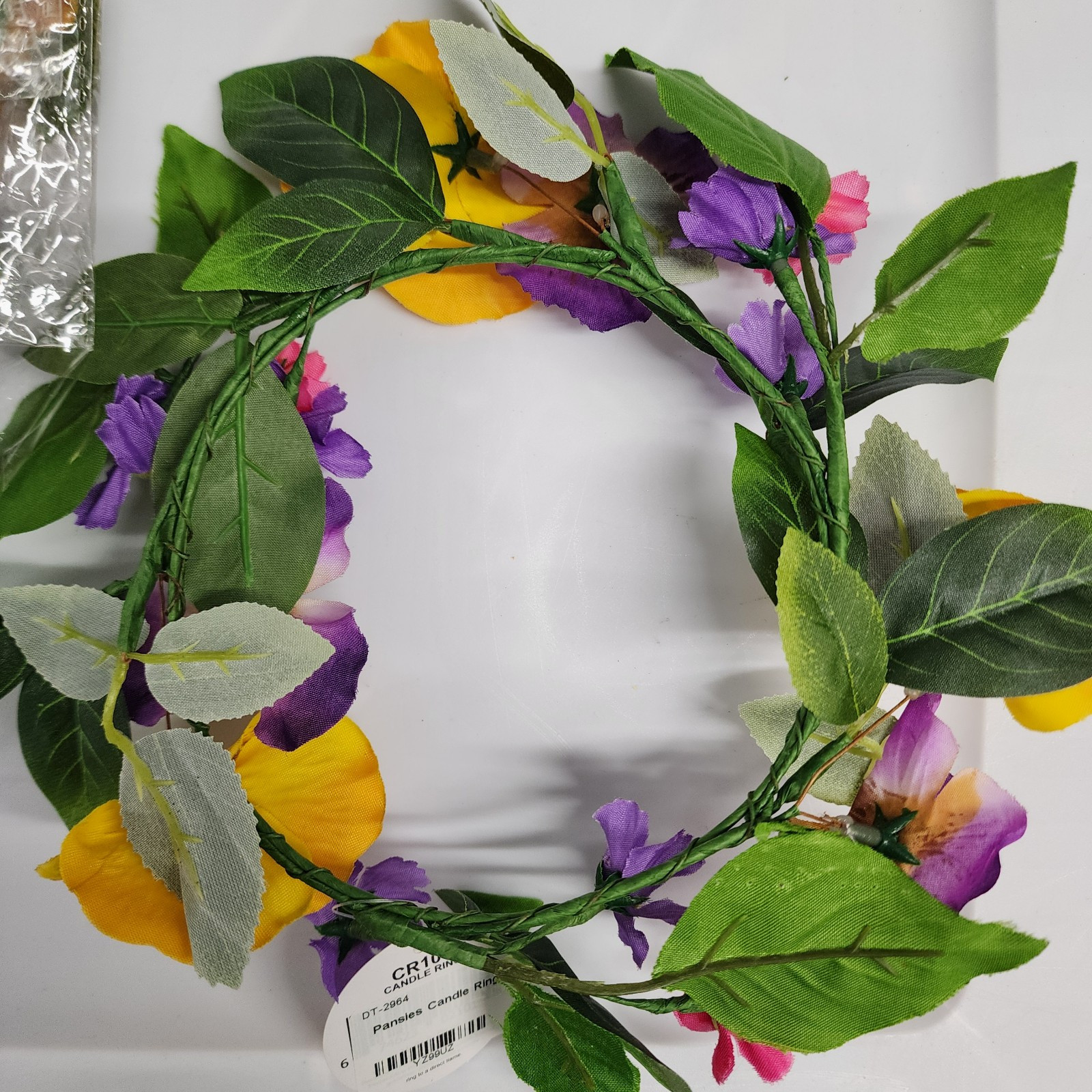 5 Crown of Pansies Candle Ring Wreath 5″ Center – Home, Wedding, Springs Decor