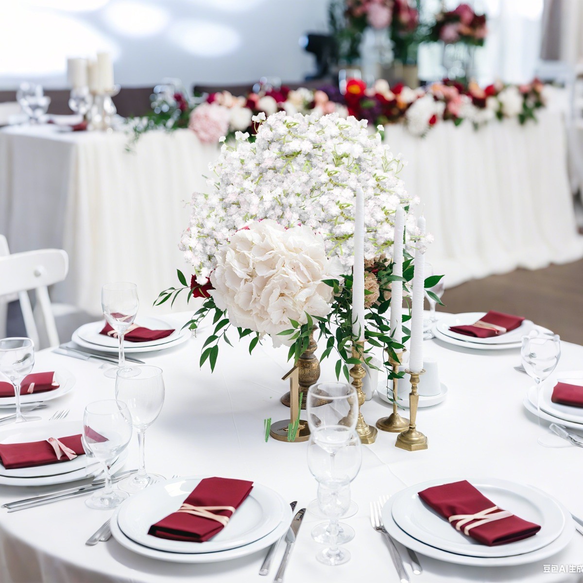 52PCS Baby Breath Artificial Flowers White Real Touch Gypsophila Bouquet Decor