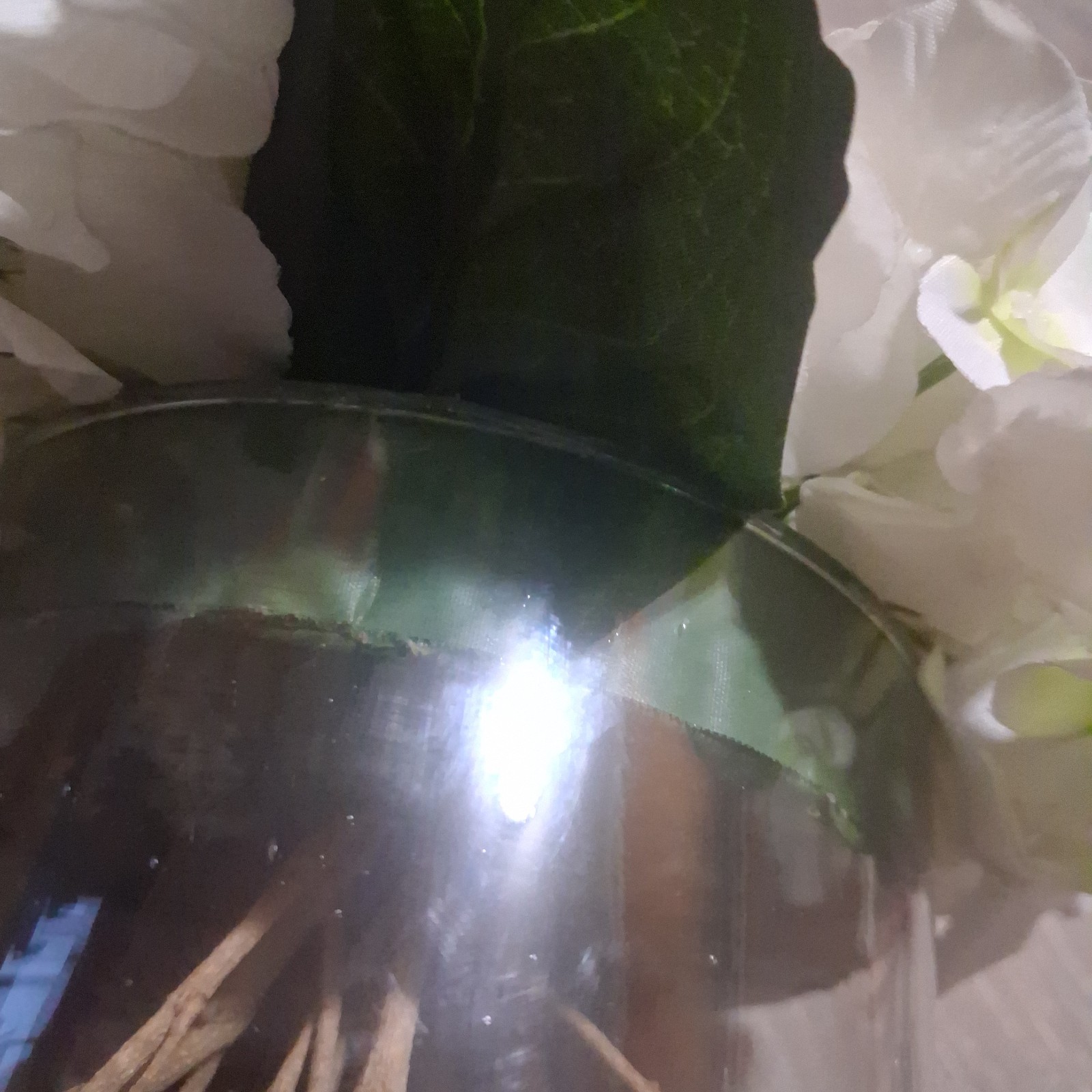 lifelike cream-white artificial silk hydrangea floral arrangement.