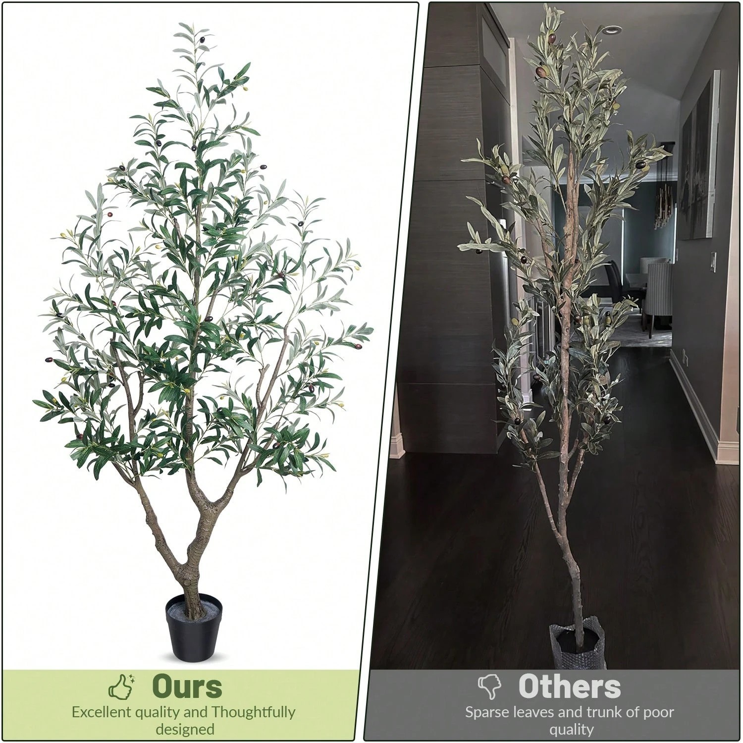 5ft 6ft 7ft Artificial Olive Tree Real Wood Trunk Faux Plant Indoor Home Decor