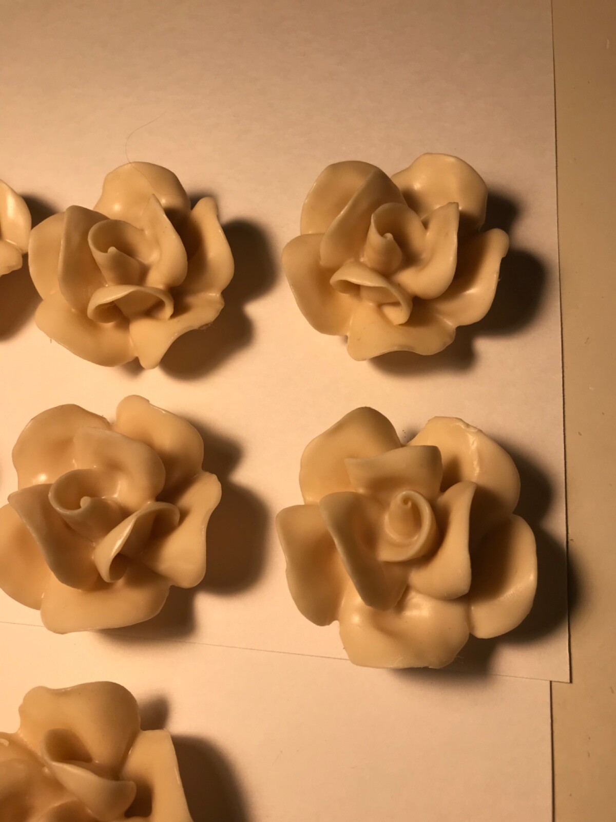 VVV Lot of 50 White Cream Colored Hard Plastic Roses Flowers