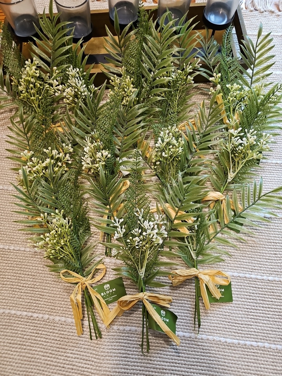 20 NEW 12″ SPRING SUMMER LEAVES Floral Pick Decor RAFFIA BOW FLOWER FREE SHIP