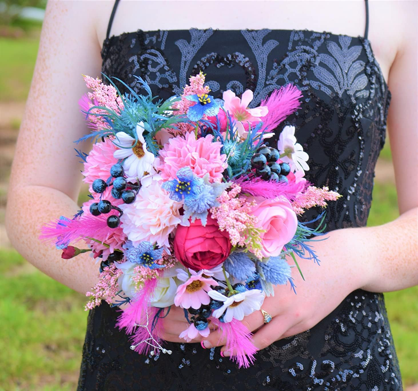 Real Touch Blue Thistle Flowers – 8 Stems Rustic Eryngium Decor for Weddings
