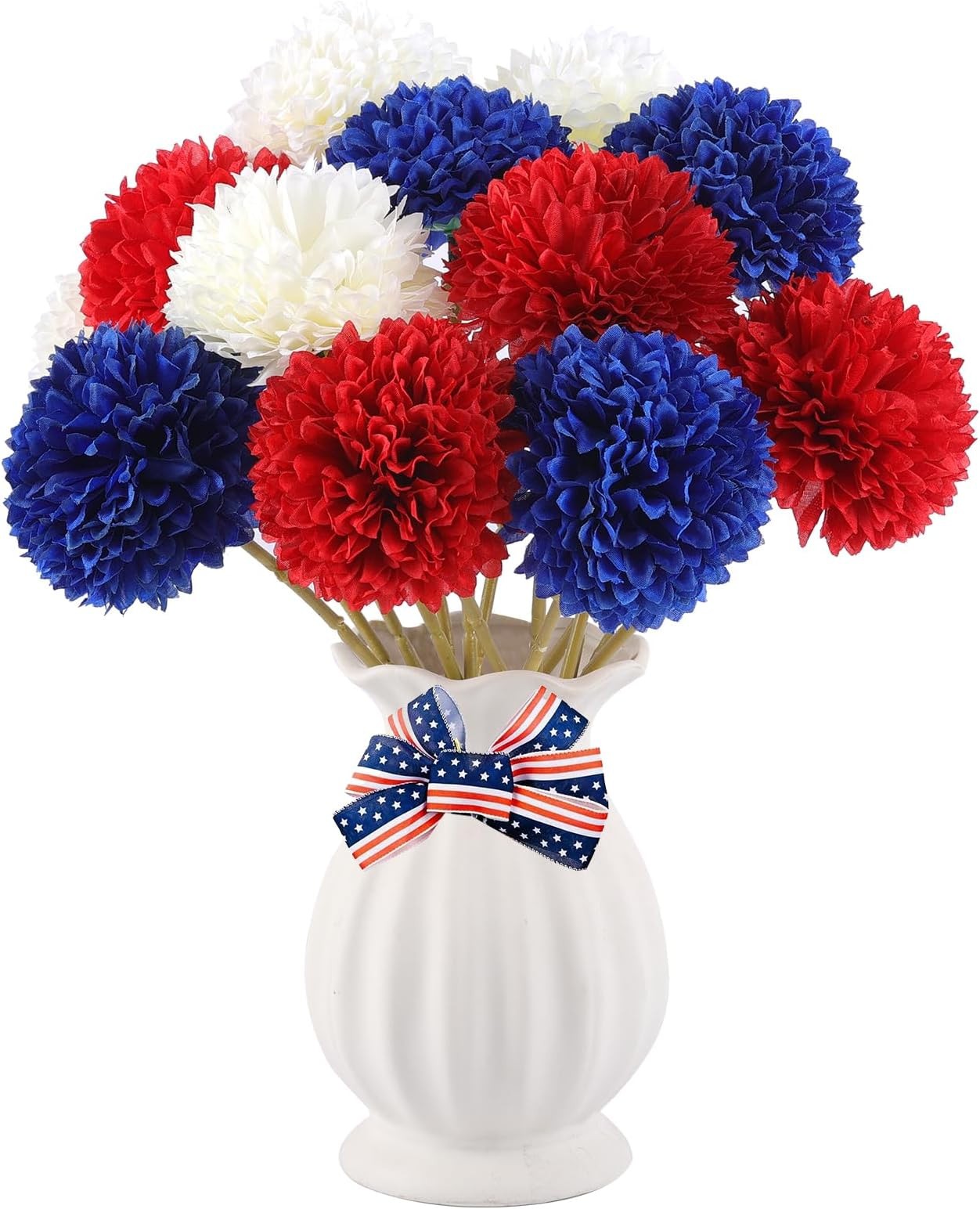 Rowfad 12 Pcs Artificial Chrysanthemums Flowers Patriotic Flowers 4th of July…