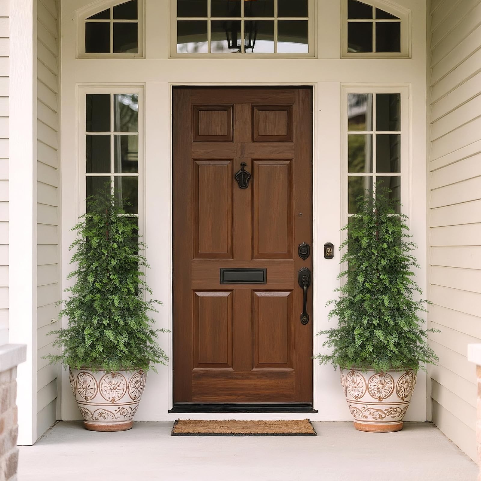 2Set 4FT Lifelike Touch Artificial Cedar Topiary Trees for Front Porch