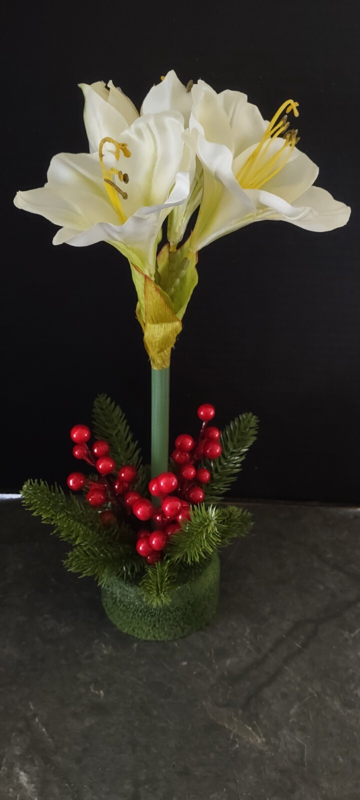 Artificial amaryllis Christmas decoration. WHITE