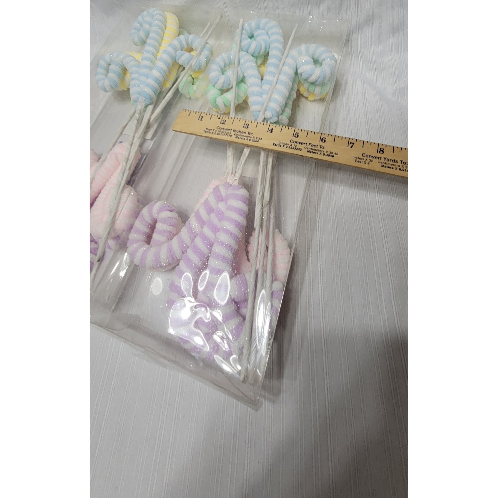 Pastel Striped Curly Floral Picks Glitter Wreath Decor Stems 2 Pack