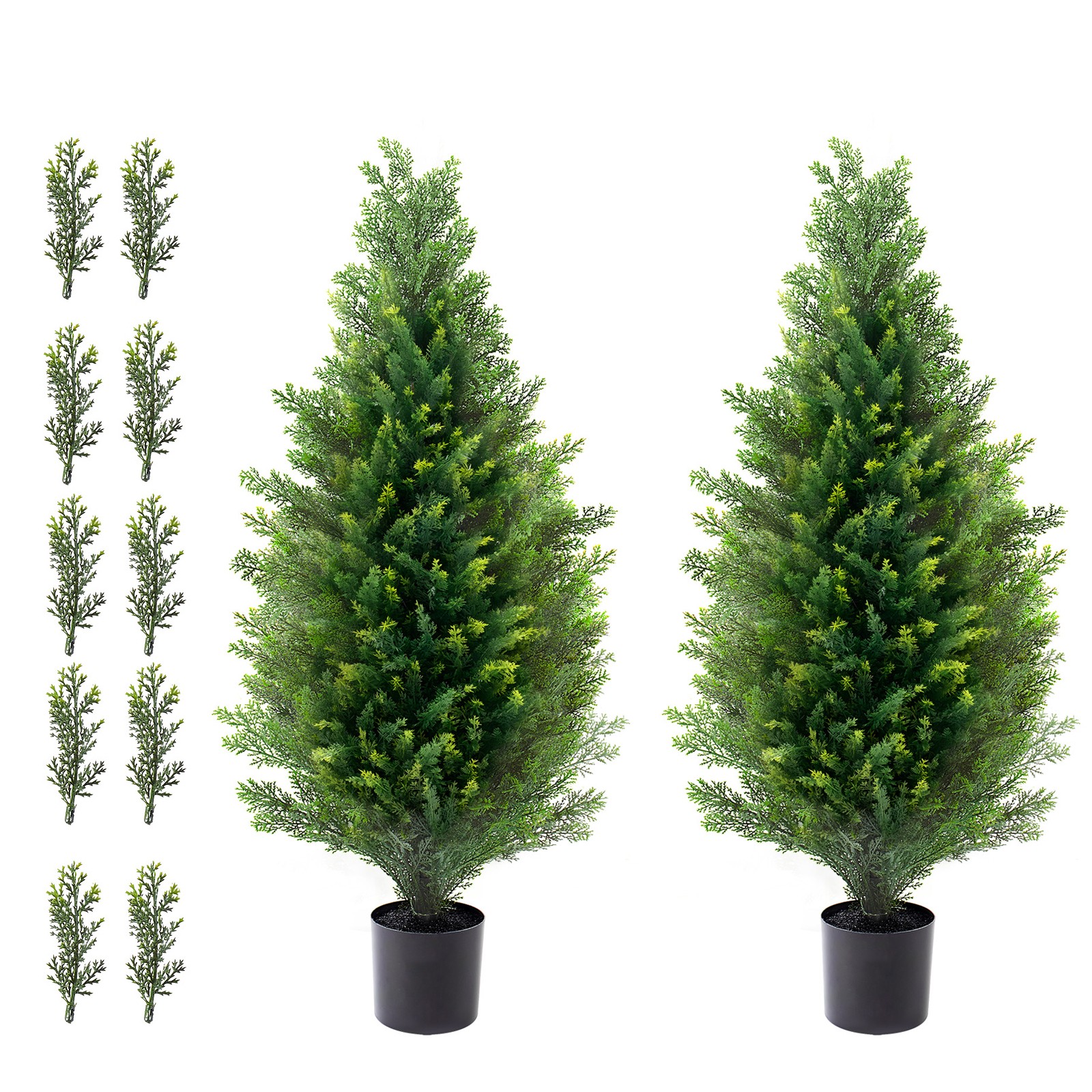 Uimoso Set of 2 Artificial 3′ Cedar Trees for Indoor and Outdoor Decoration