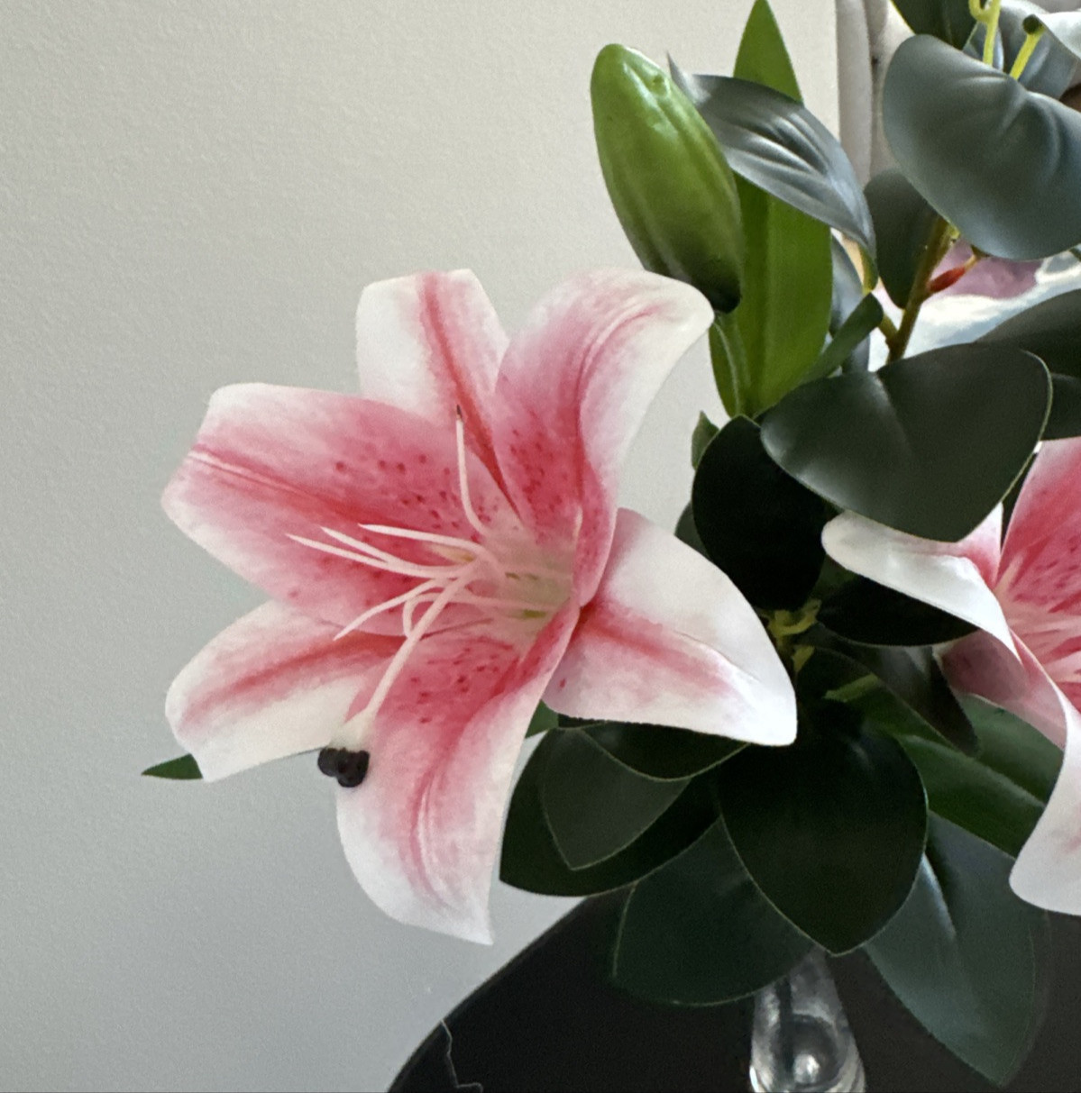 Arrangement Faux Artificial Pink Lily In Vase With Greenery Home Decor On Sale