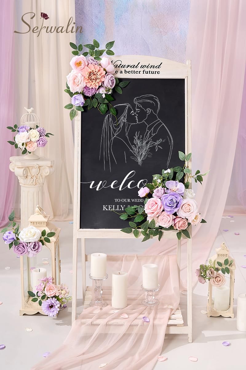 Artificial Pink & Purple Flowers, Silk Fake Flowers for DIY Wedding Bouquets …