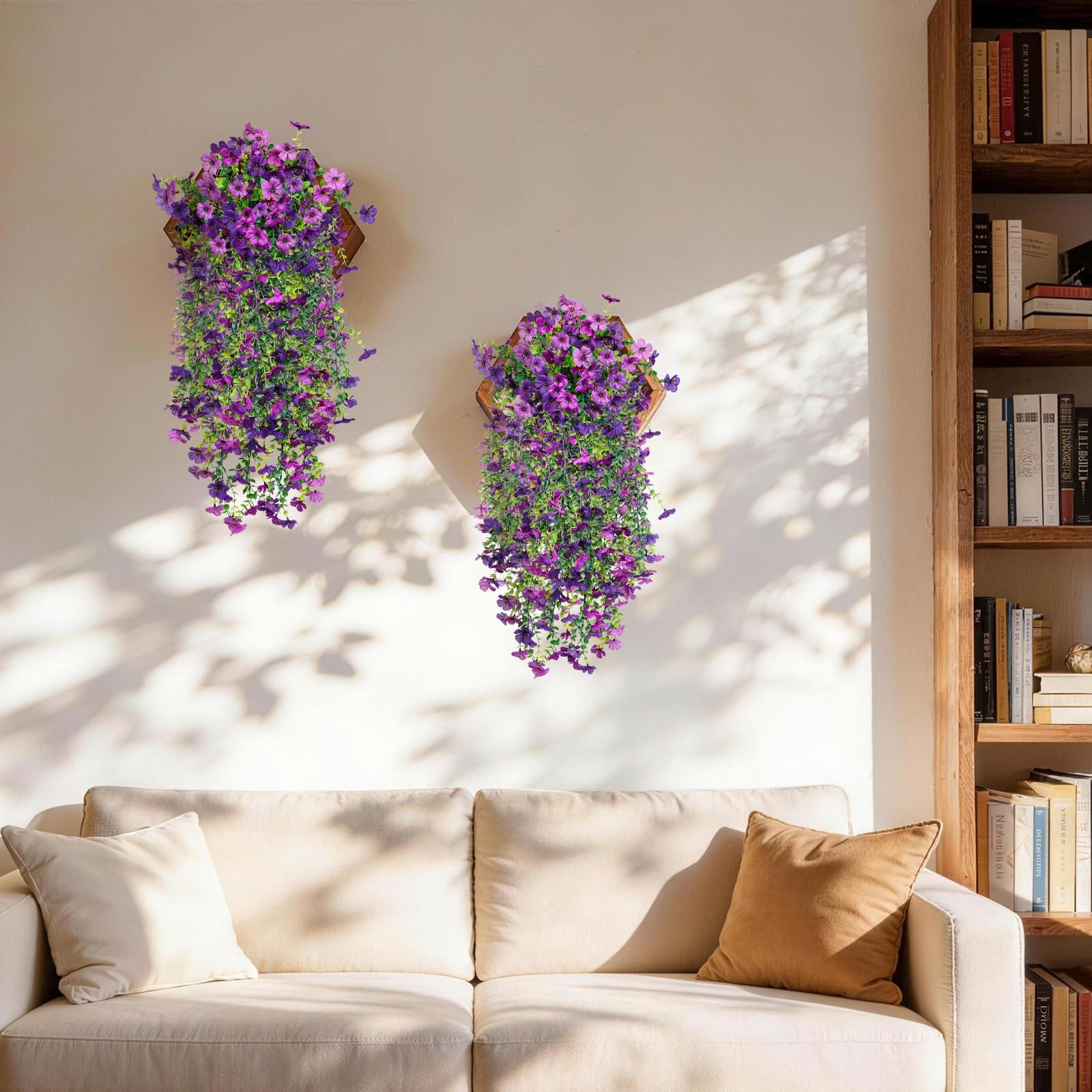 Artificial Hanging Flowers for Outdoors Faux Plants Spring Porch Decor, 2 Pcs…
