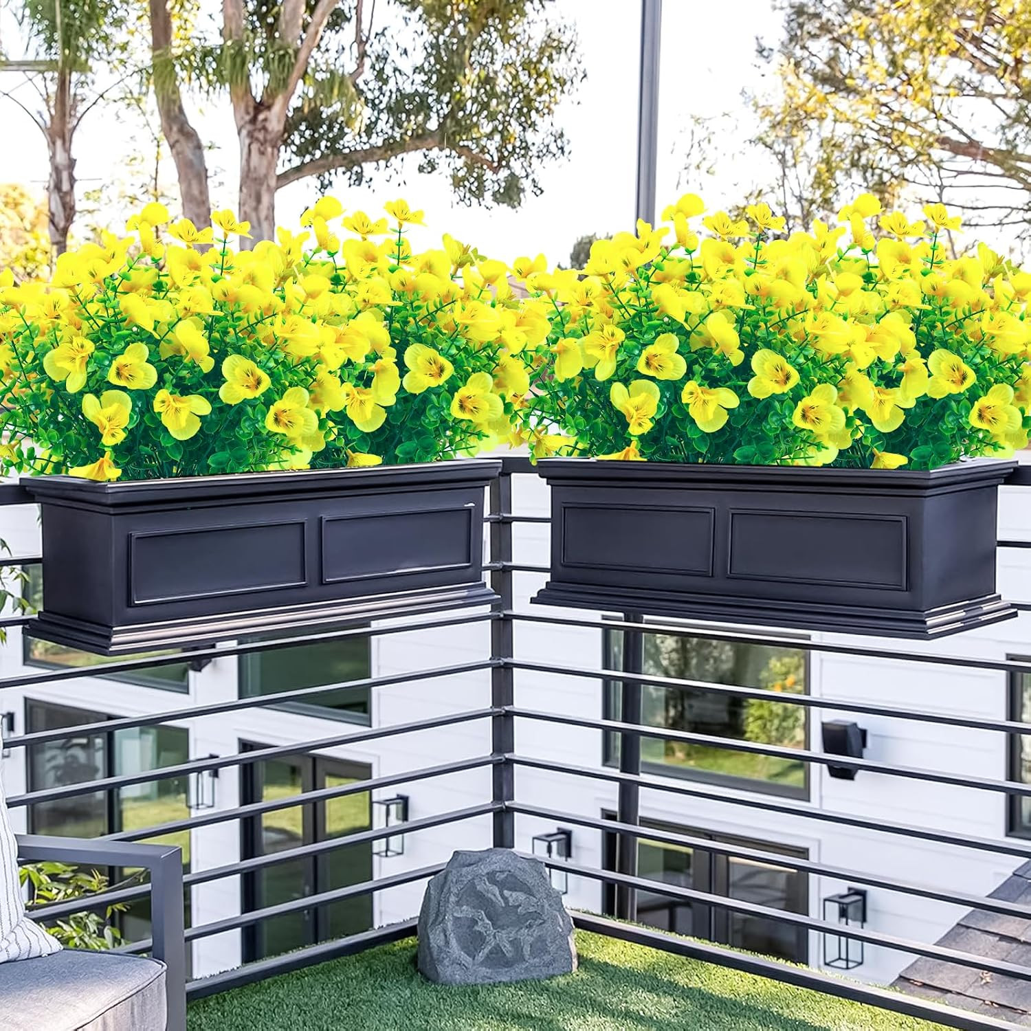 UV Resistant Yellow Artificial Flowers – 20 Bundles for Indoor & Outdoor Décor