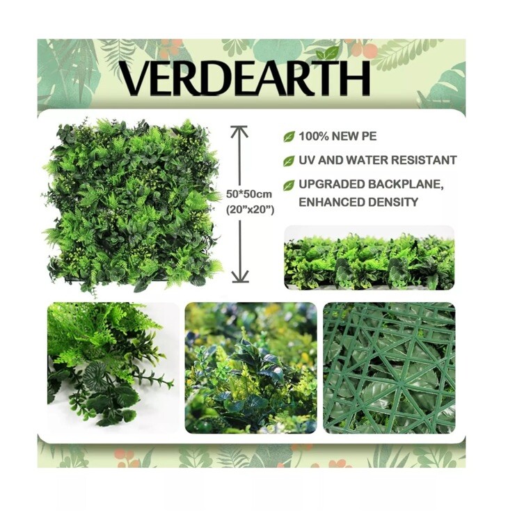 VERDEARTH 11PCS 20″x20″ Artificial Plant Wall Panels, Foliage Topiary Hedges New