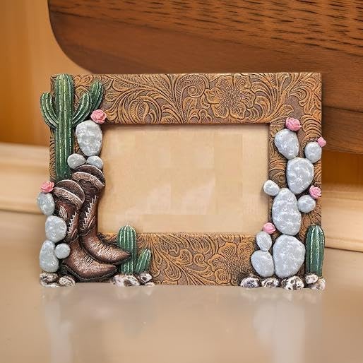 4×6 Western Boots and Cactus Picture Frame – Western Home Decor Items –