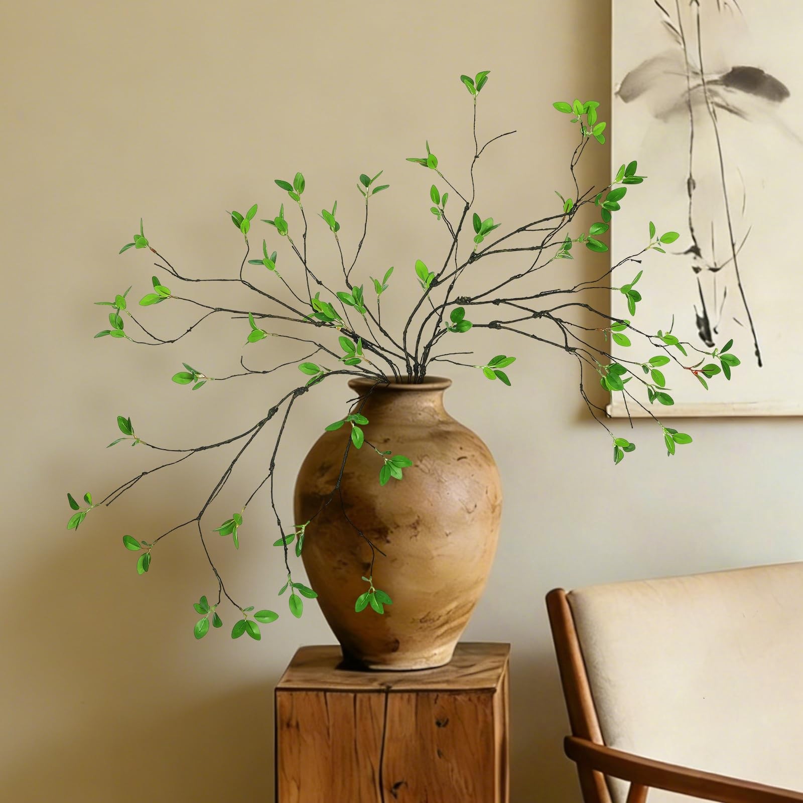 5Pcs Artificial Greenery Stems, 34″ Faux Ficus Leaves Branches Graceful Fake …